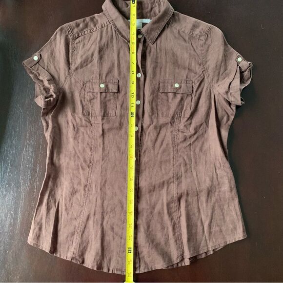 OLD NAVY Button-up Collared Roll-up Short Sleeves Blouse - Picture 7 of 9